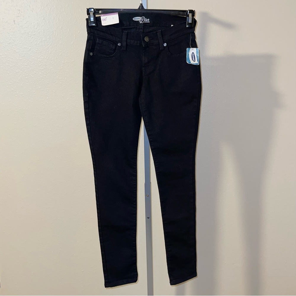 Old Navy The Diva Famous Jeans Black Mid Rise Original Skinny, Size 00